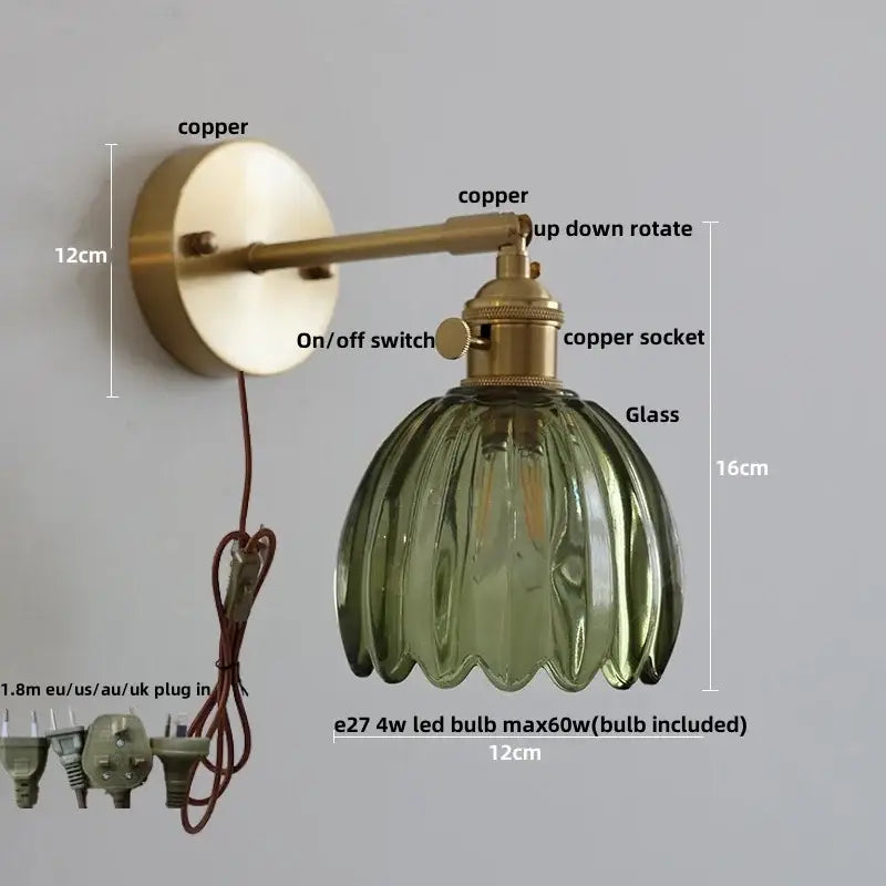 Brass Glass Rotating Sconce