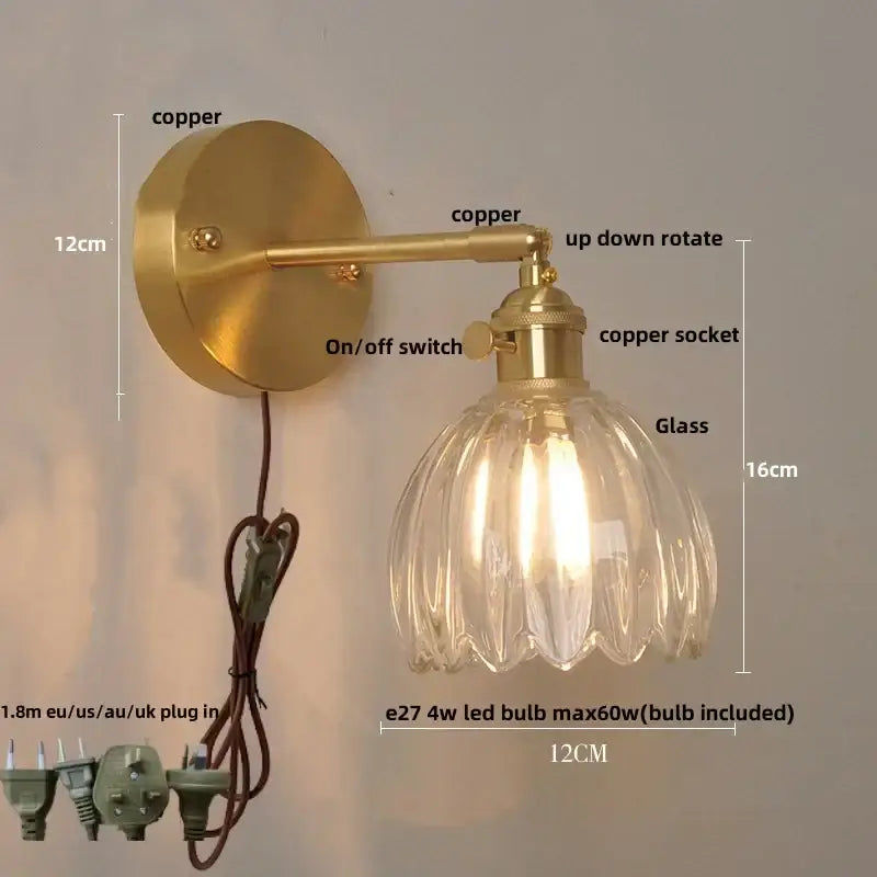 Brass Glass Rotating Sconce