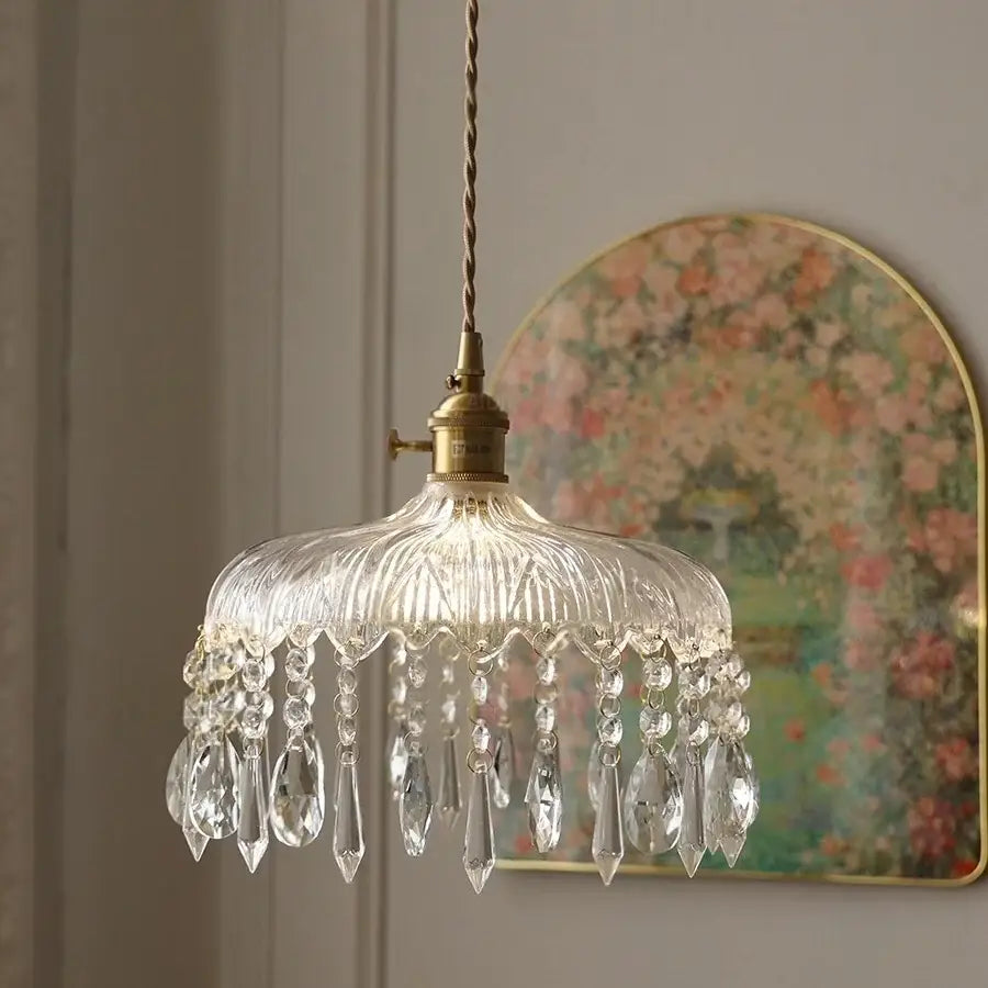 Crystal Glass 3-Head Dining Room Pendant Lamp