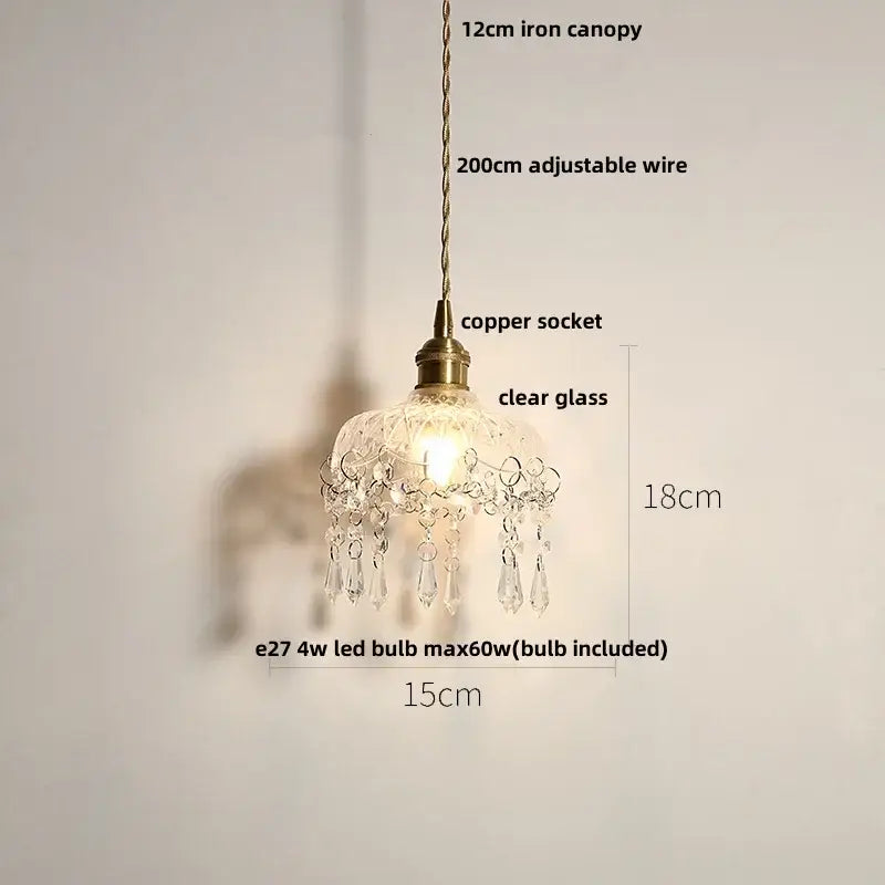 Crystal Glass 3-Head Dining Room Pendant Lamp