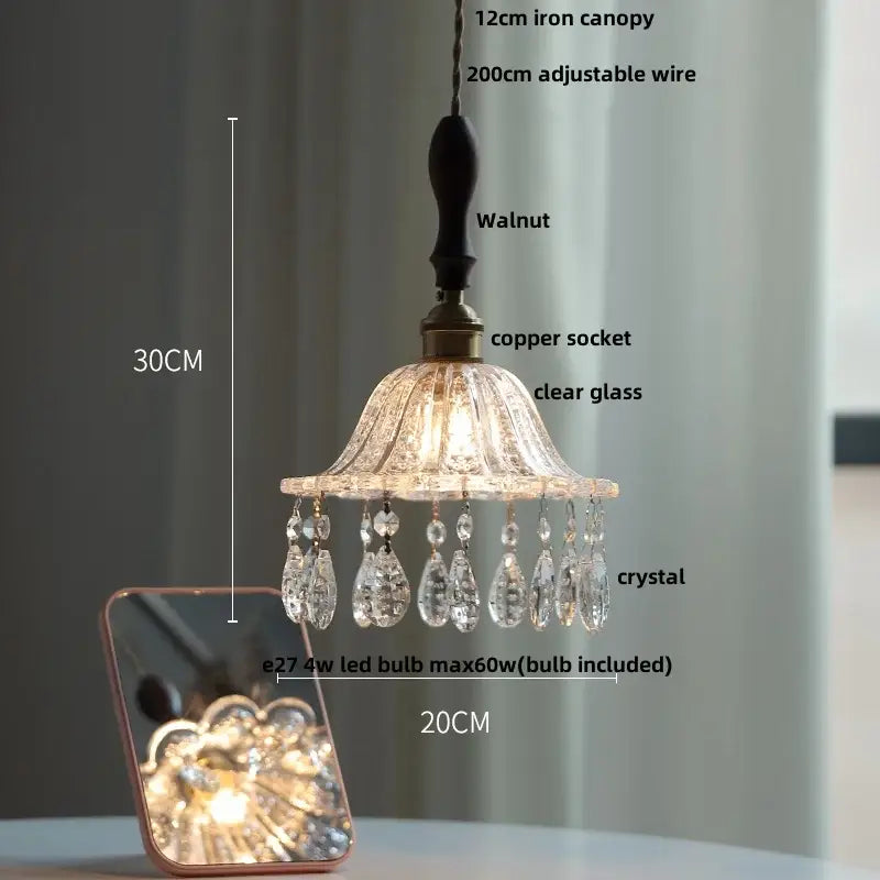 Crystal Glass 3-Head Dining Room Pendant Lamp