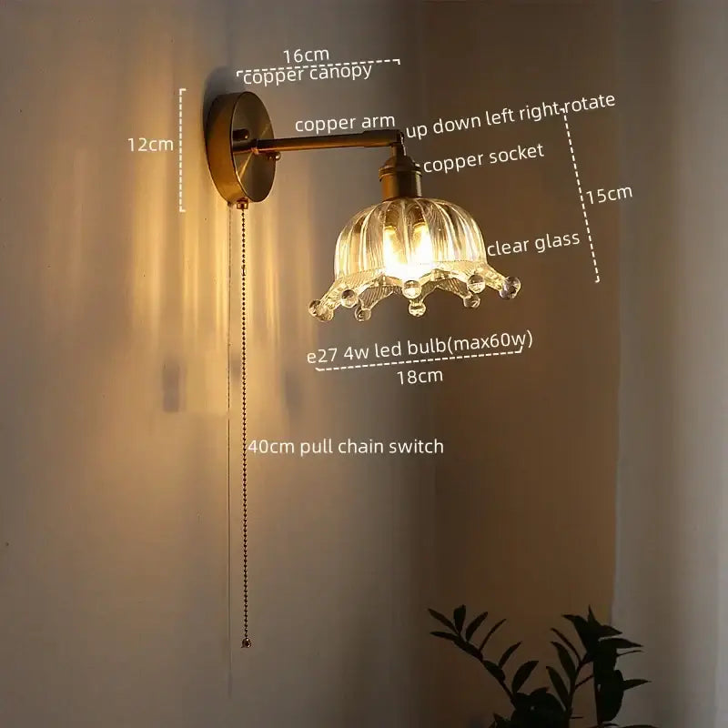 Crystal Brass Wall Lamp