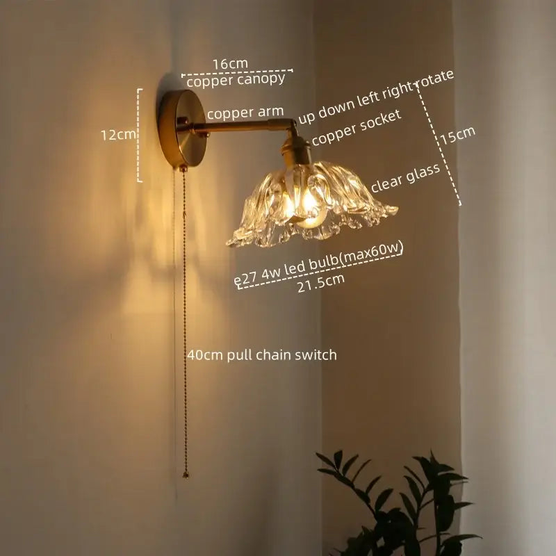 Crystal Brass Wall Lamp