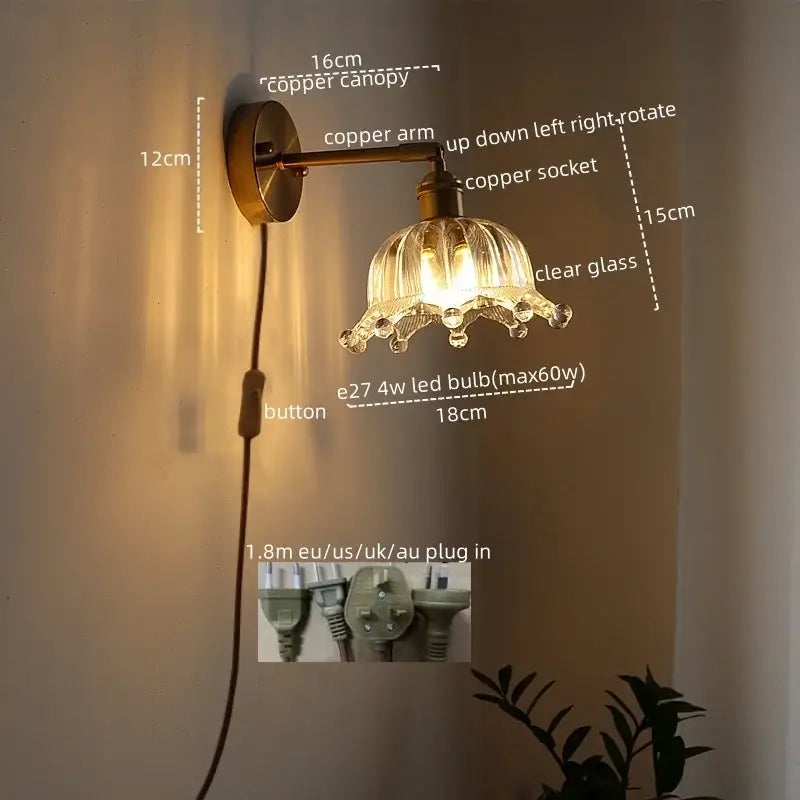 Crystal Brass Wall Lamp
