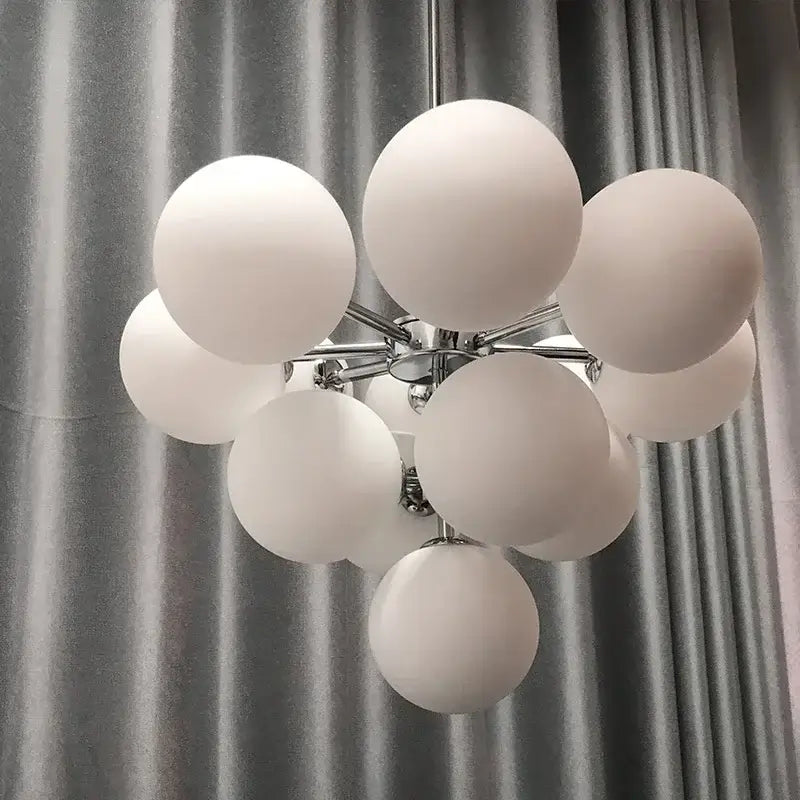 Brass Frosted Glass Chandelier 5 or 13 Heads