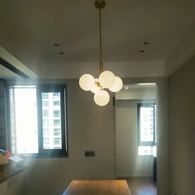 Brass Frosted Glass Chandelier 5 or 13 Heads