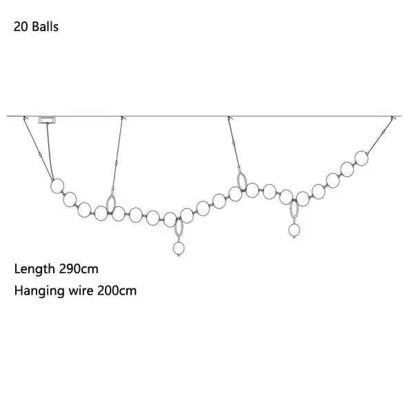 Brass Glass Ball 20-Globe Dining Area Chandelier