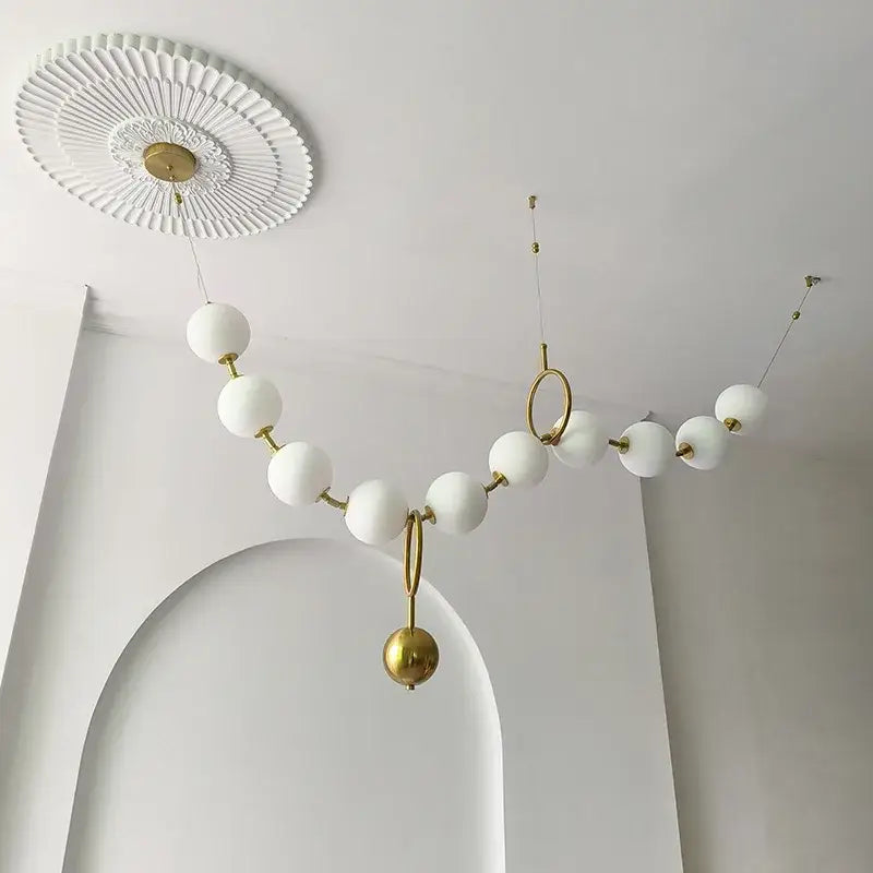 Brass Glass Ball 20-Globe Dining Area Chandelier