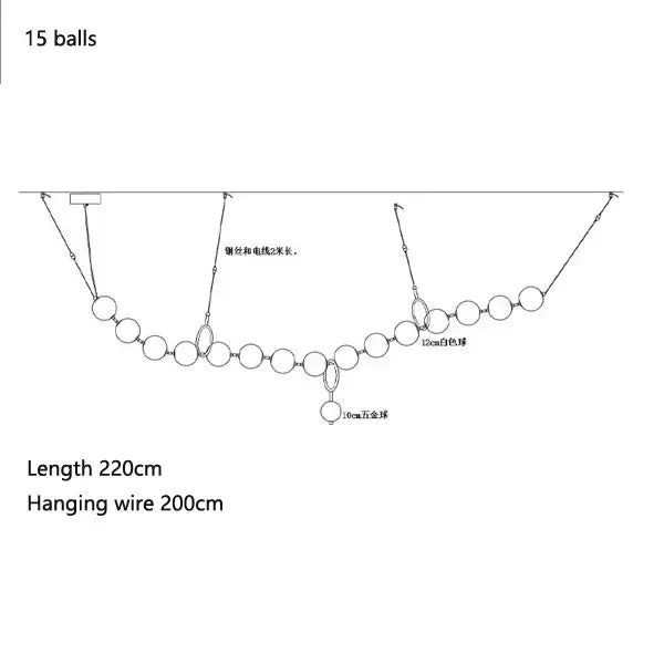 Brass Glass Ball 20-Globe Dining Area Chandelier