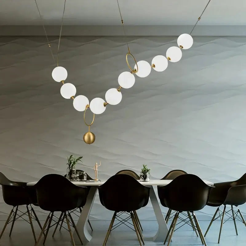 Brass Glass Ball 20-Globe Dining Area Chandelier