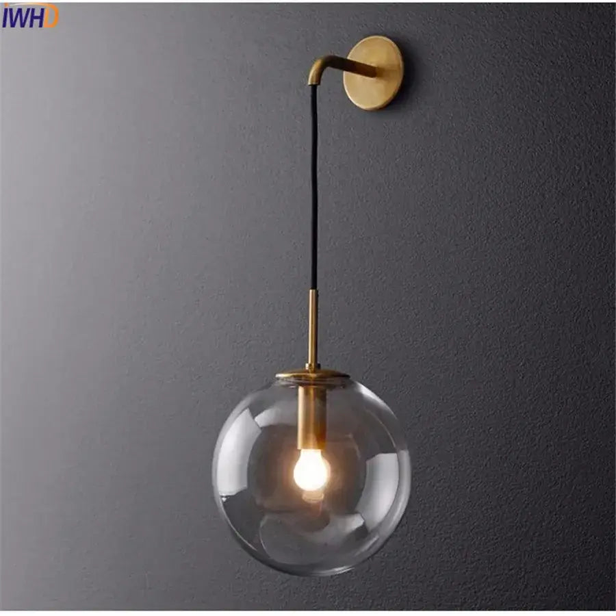 Brass Glass Ball 15cm Wall Sconce
