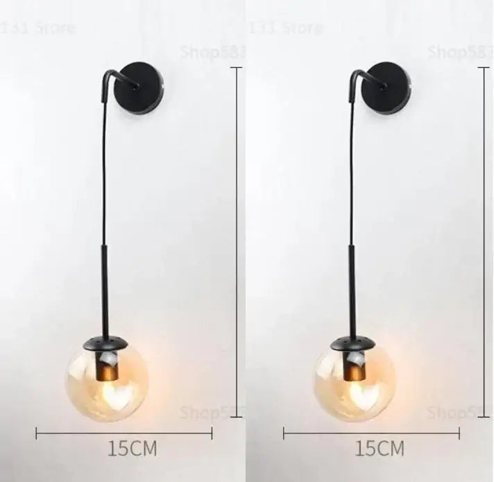Brass Glass Ball Bedroom Lamp