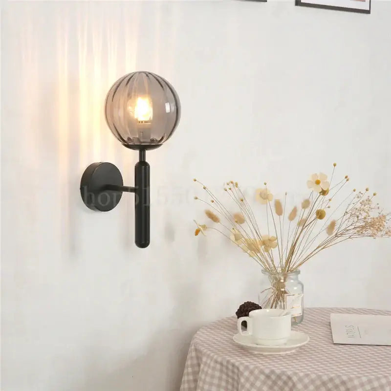 Pink Glass Brass-Finish Wall Sconce
