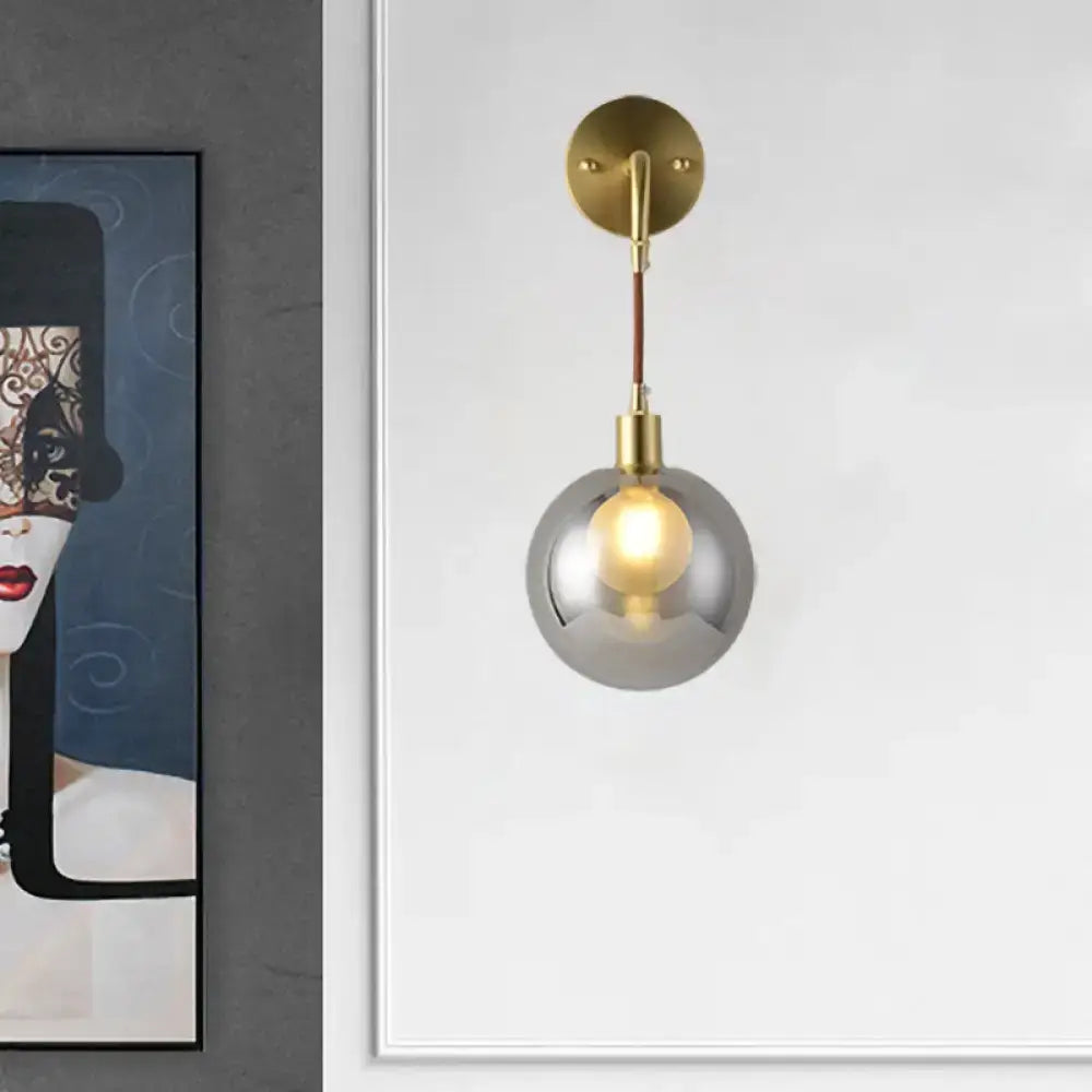 Brass Smoke Glass Sconce