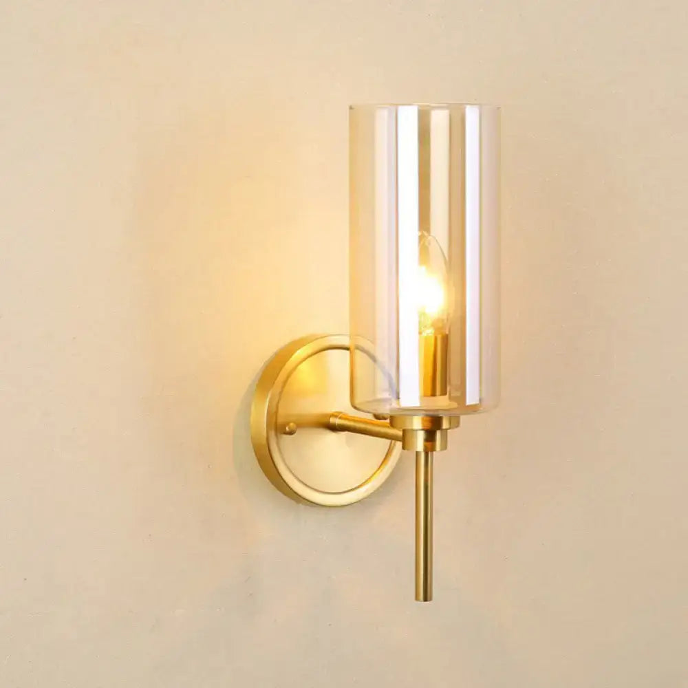 Brass Smoked Glass Single-Light Sconce