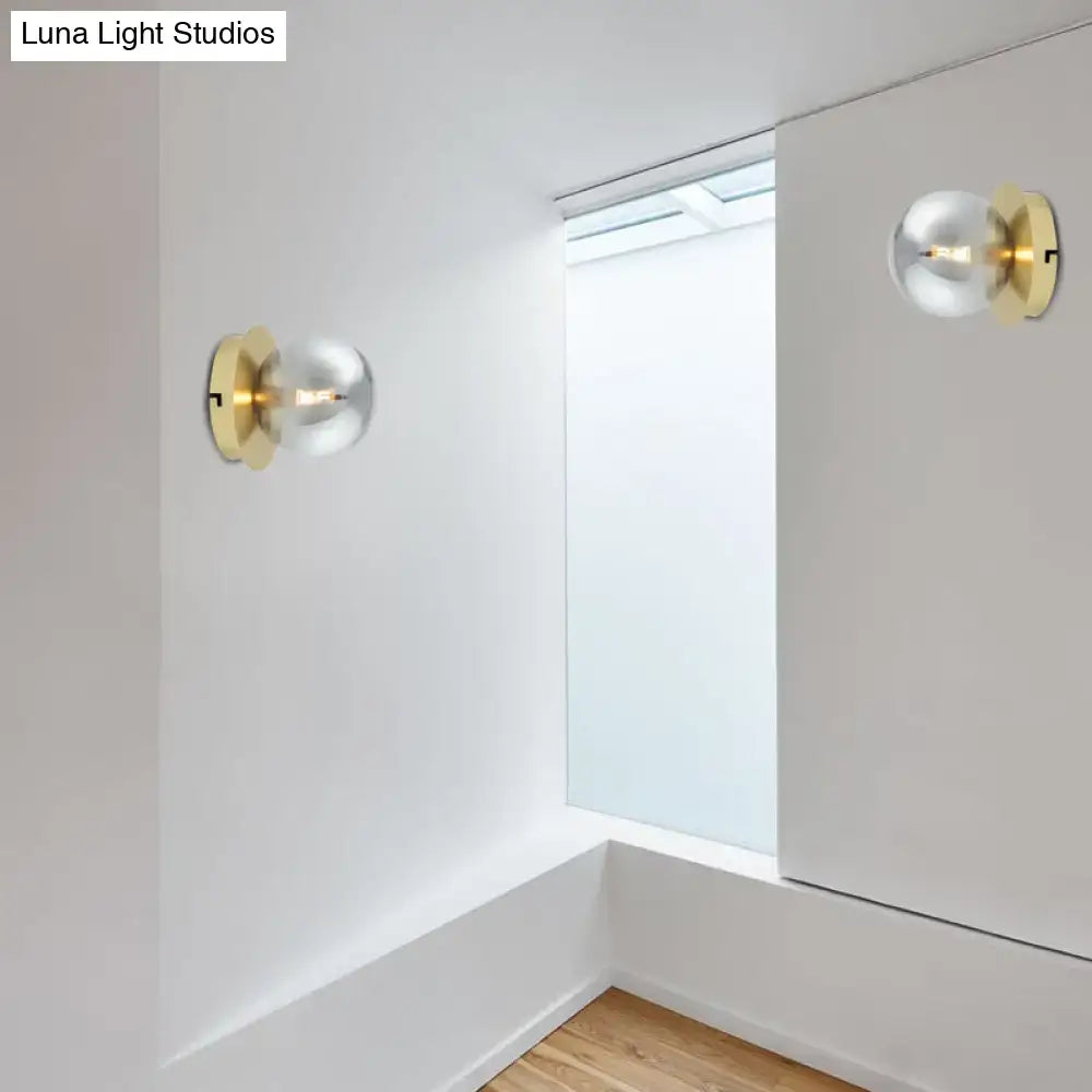 Brass Smoky Glass Wall Sconce Cozy Glow