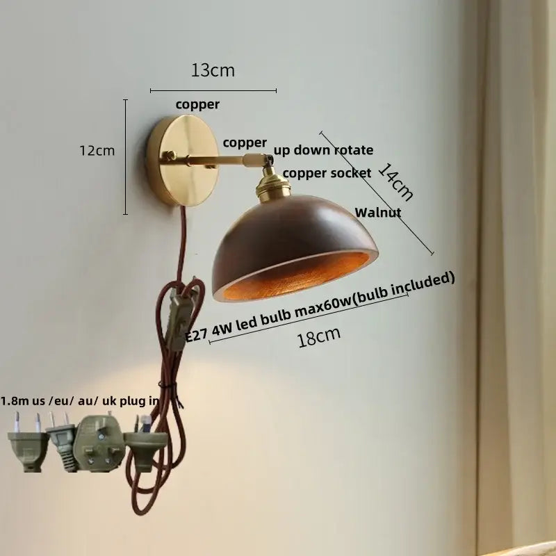Walnut LED Wall Sconce Japanese Style for Foyer