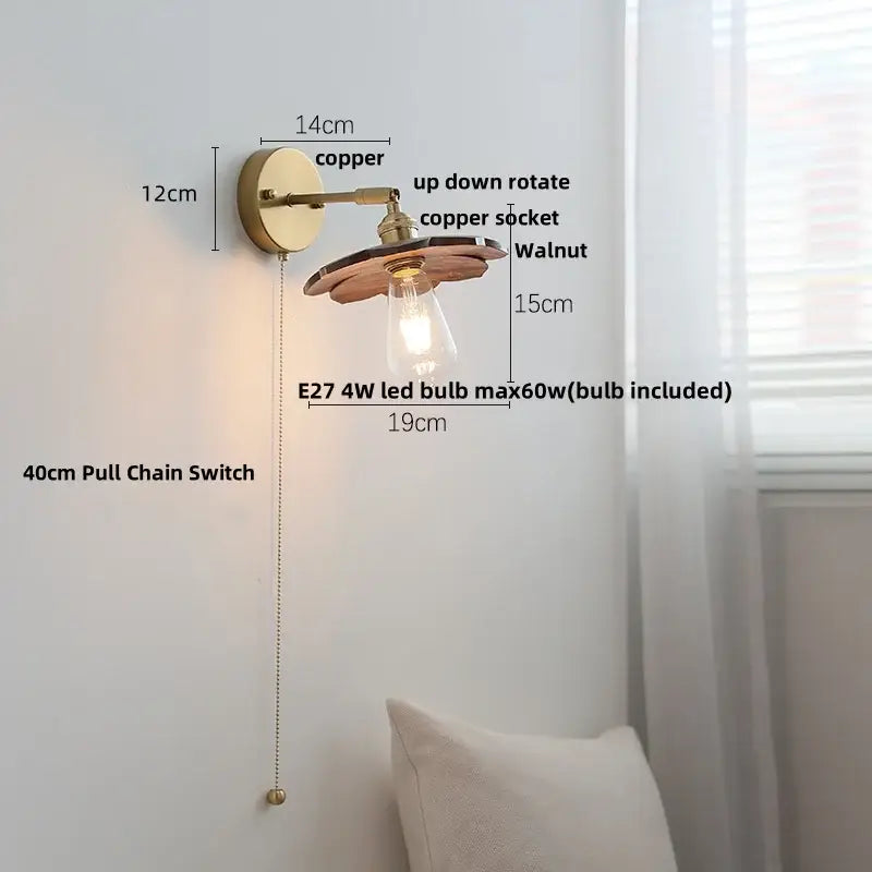 Walnut LED Wall Sconce Japanese Style for Foyer