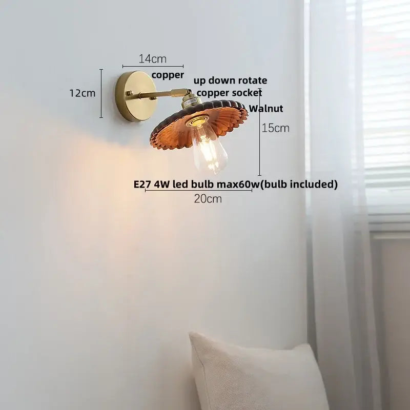 Walnut LED Wall Sconce Japanese Style for Foyer