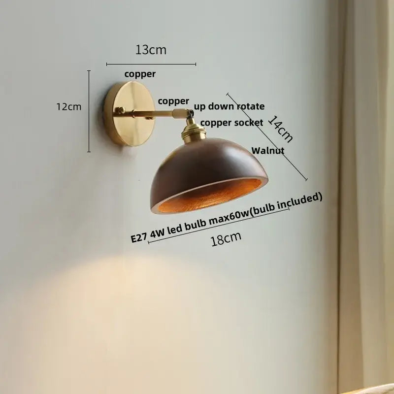 Walnut LED Wall Sconce Japanese Style for Foyer