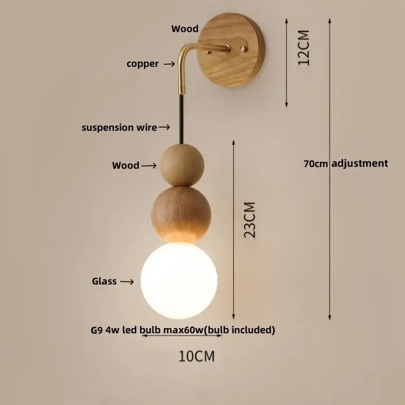 Walnut Sphere Wall Light