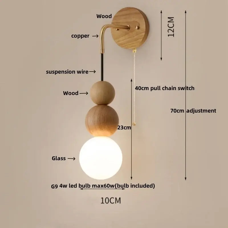 Walnut Sphere Wall Light