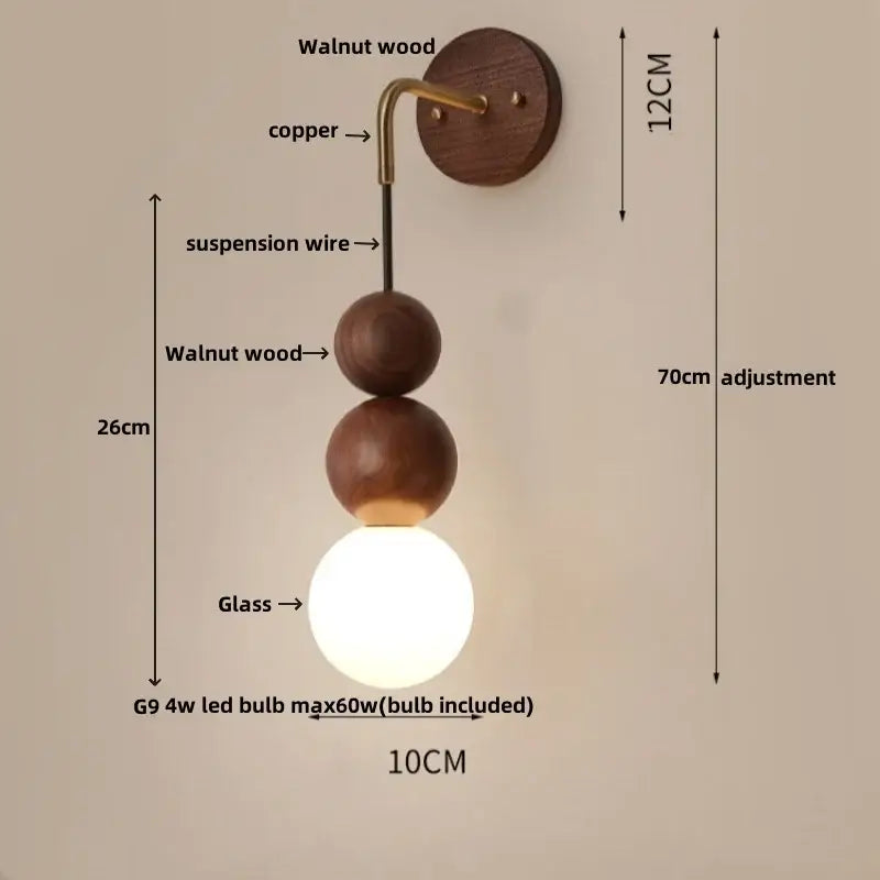 Walnut Sphere Wall Light