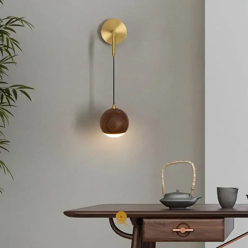 Walnut Sphere Wall Light