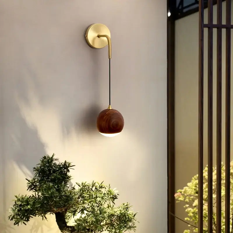 Walnut Sphere Wall Light