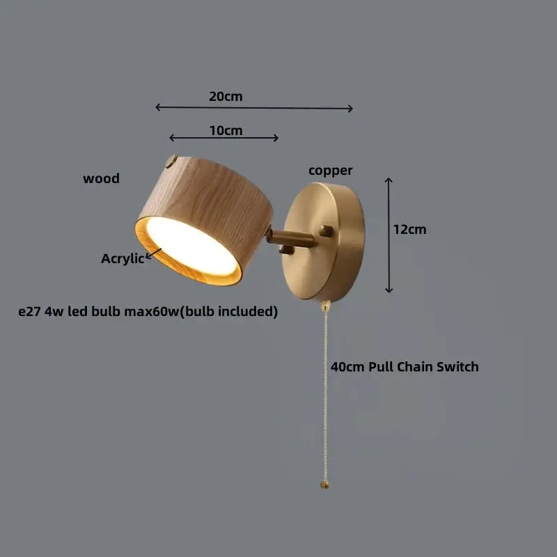 Brass Wood Base Sconce