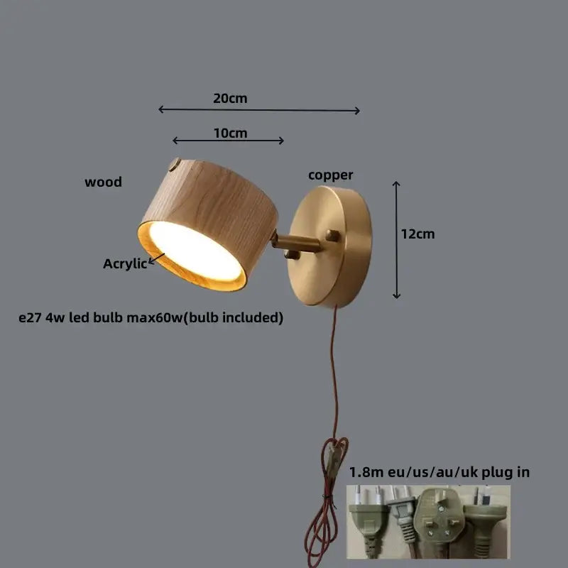 Brass Wood Base Sconce