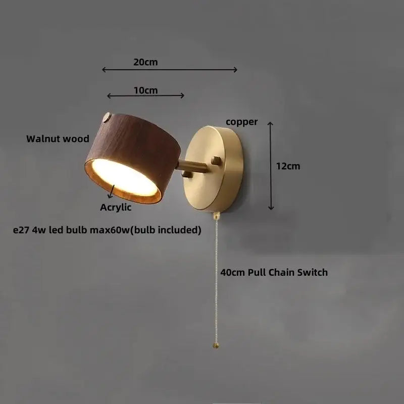 Brass Wood Base Sconce