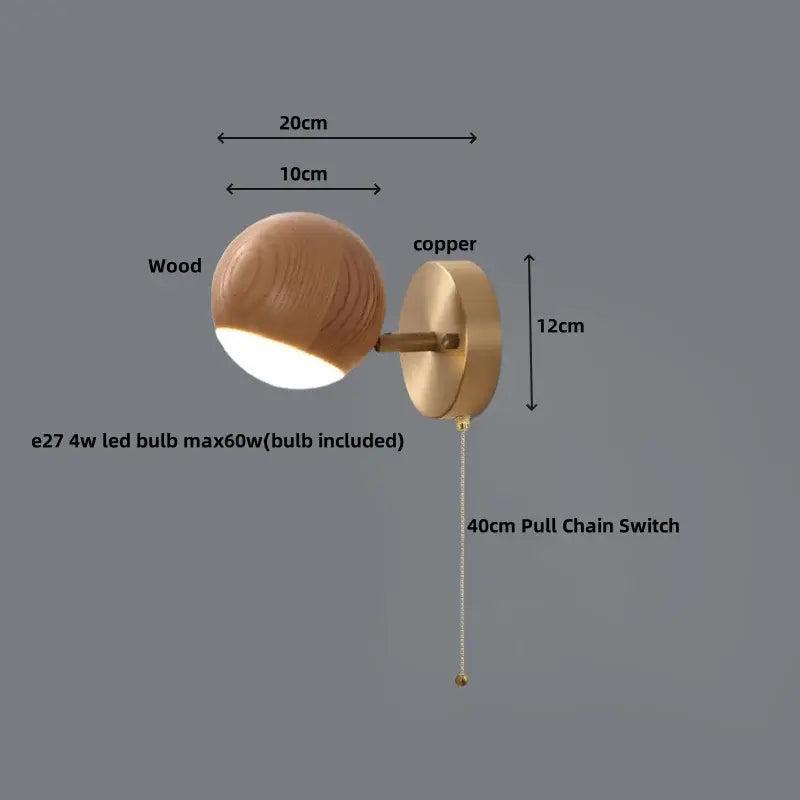 Brass Wood Base Sconce