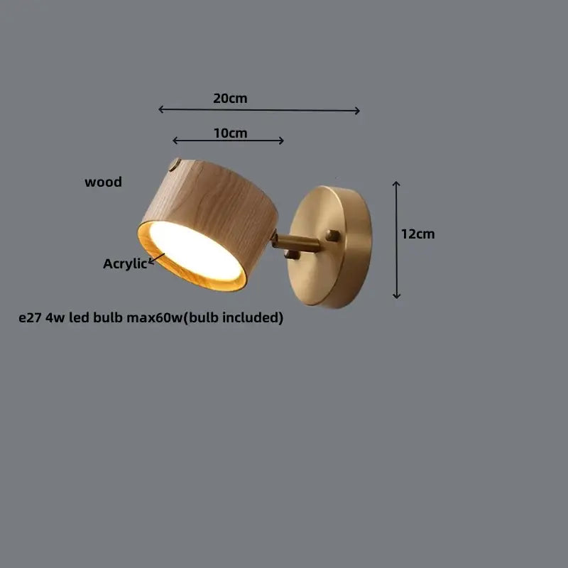Brass Wood Base Sconce