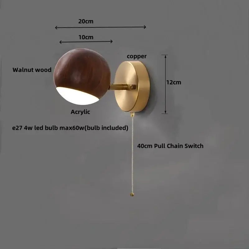 Brass Wood Base Sconce