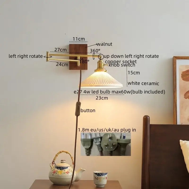 Glass Brass Reading Lamp