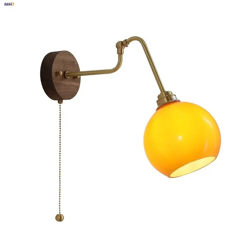 Amber Glass Bathroom Brass-Frame Sconce