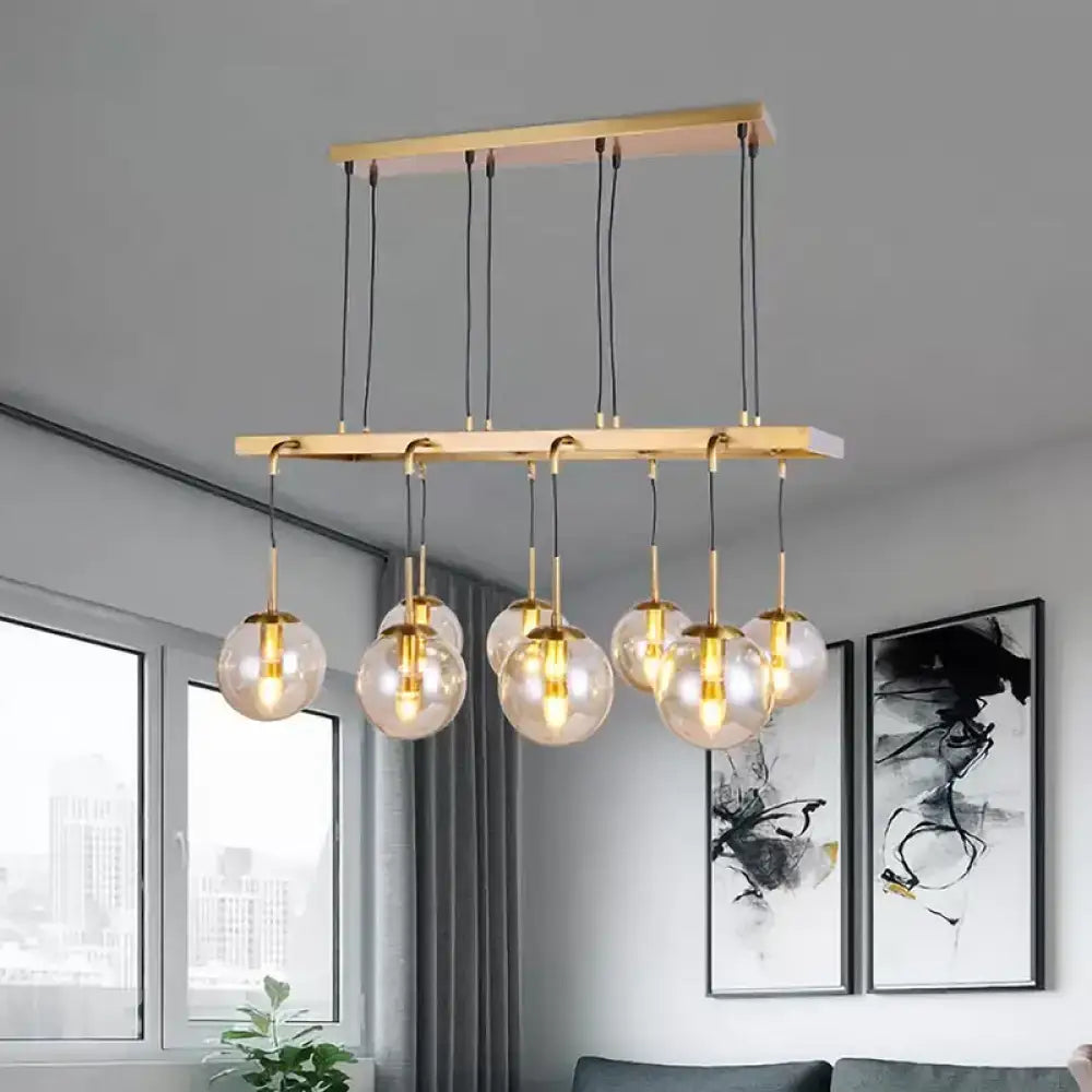 Brass Glass Island Chandelier