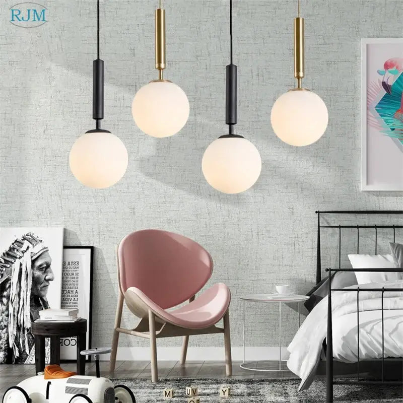 Brass Glass Pendant Light with Creative Color Options