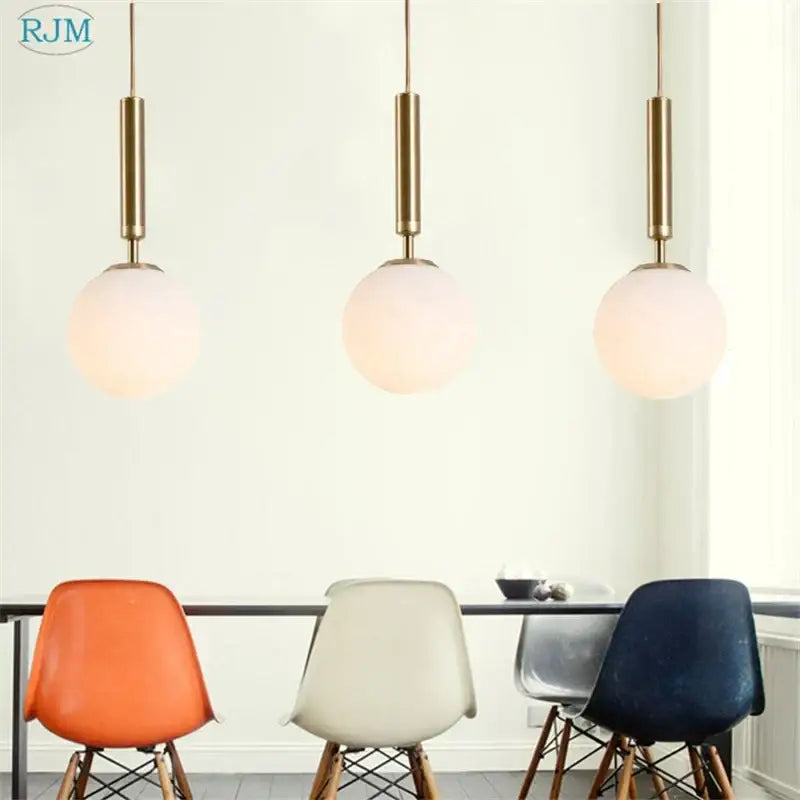 Brass Glass Pendant Light with Creative Color Options