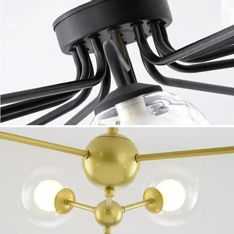 Brass Glass 18-Light Chandelier