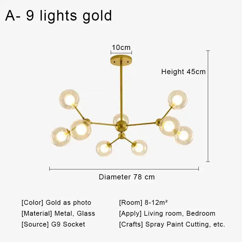 Brass Glass 18-Light Chandelier