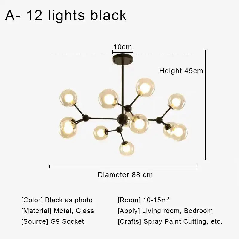 Brass Glass 18-Light Chandelier