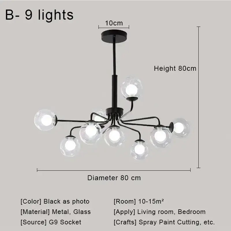 Brass Glass 18-Light Chandelier