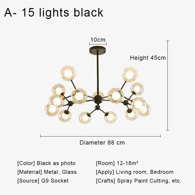 Brass Glass 18-Light Chandelier