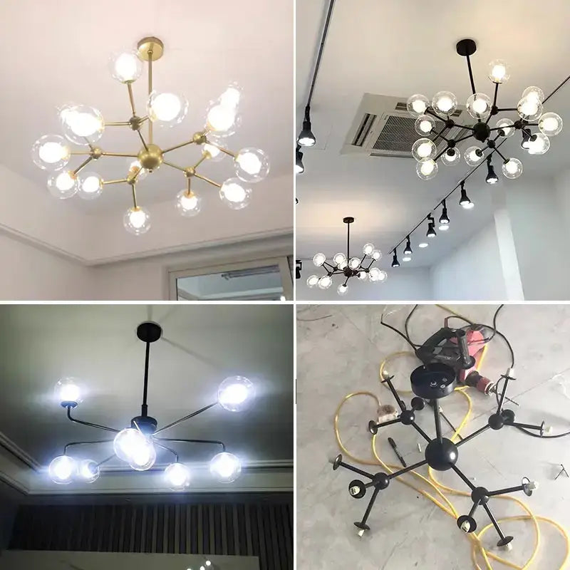 Brass Glass 18-Light Chandelier