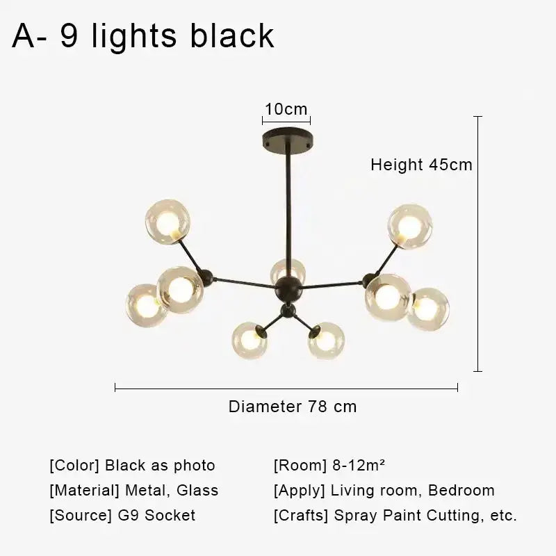 Brass Glass 18-Light Chandelier