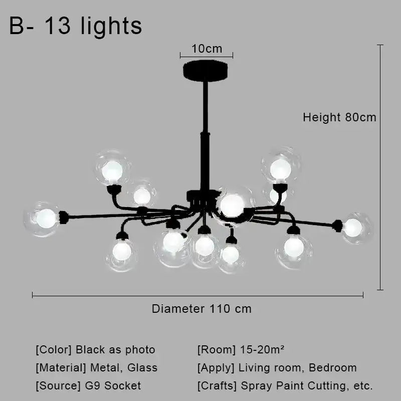 Brass Glass 18-Light Chandelier
