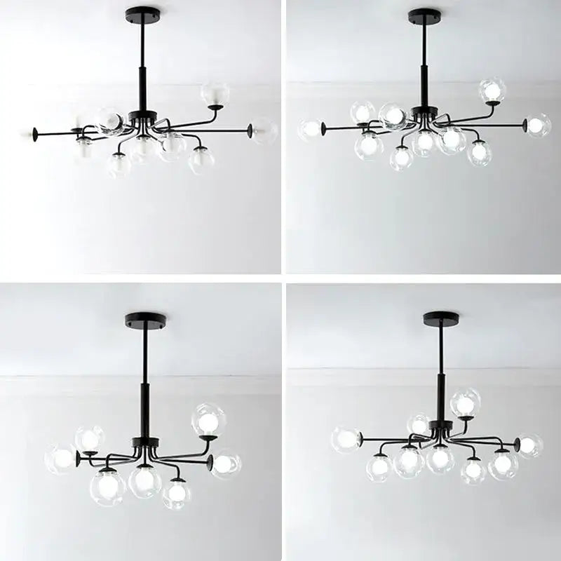 Brass Glass 18-Light Chandelier