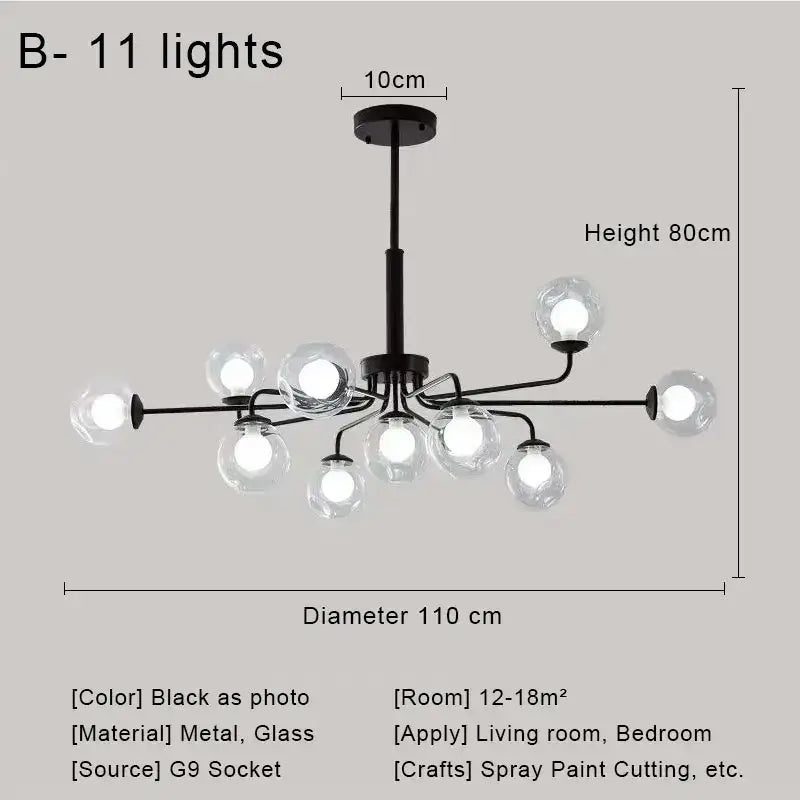 Brass Glass 18-Light Chandelier